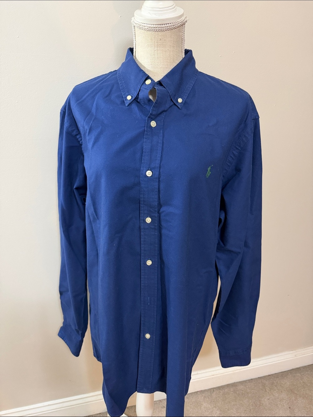 Ralph Lauren Button-Down Shirt in Blue with Green Pony